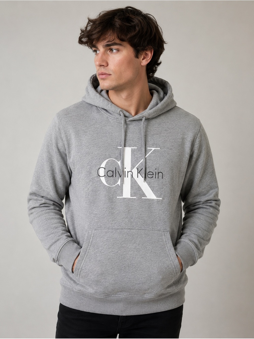 Calvin Klein Gray Logo Pullover Hoodie